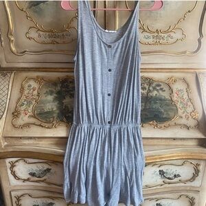Soft Gray Sleeveless Ruffle Hem Romper